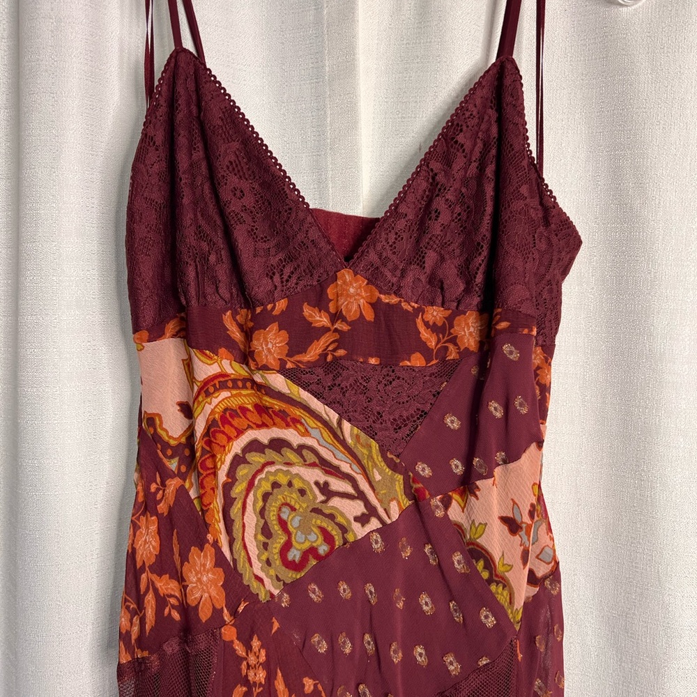 Free People! Evangeline Midi Dress in Brown Combo NWT! - Picture 7 of 11